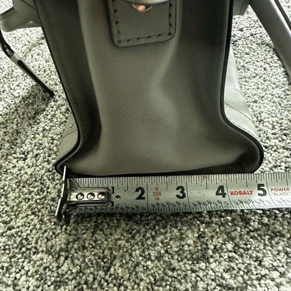 Michael Kors Satchel Handbag Mist Grey Leather Shoulder Bag Silver Hardware - Picture 9 of 10